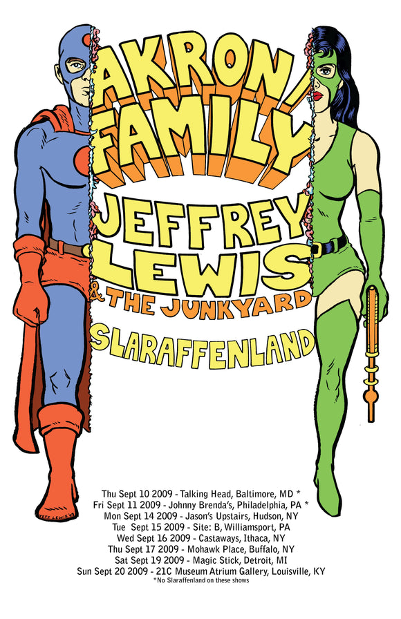 2009 poster, Jeffrey Lewis tour w Akron/Family