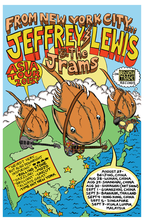 2015 Asia Tour poster, Jeffrey Lewis & The Jrams