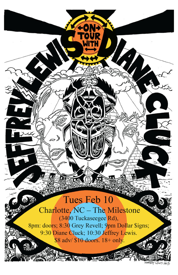 2015 Diane Cluck & Jeffrey Lewis gig poster